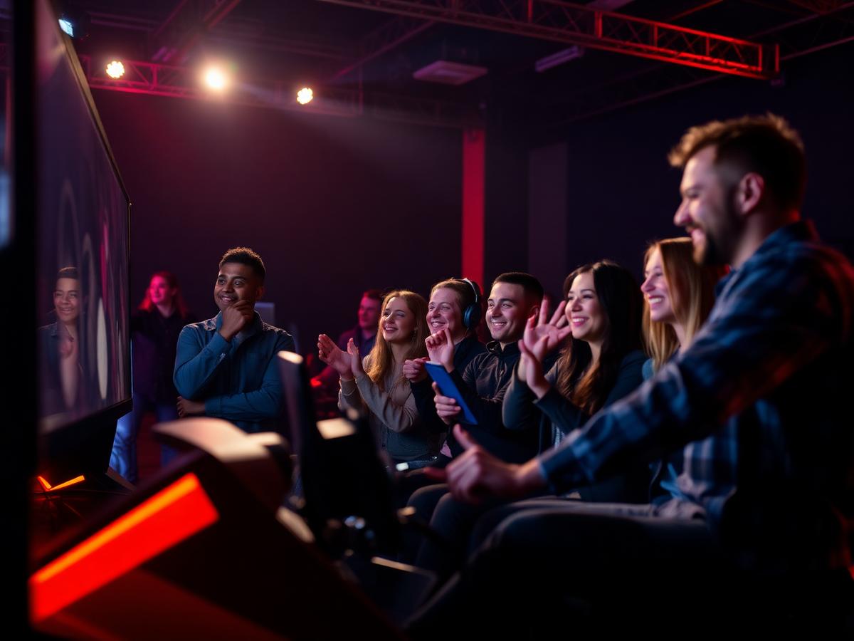 Deelnemers juichen tijdens een teambuilding